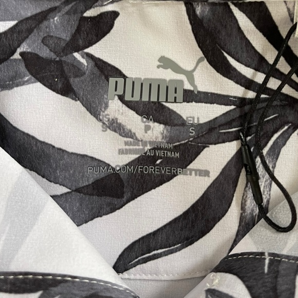 PUMA GOLF Black White Palm Sleeveless Polo Moisture Wicking UPF Resort Small - Picture 11 of 15